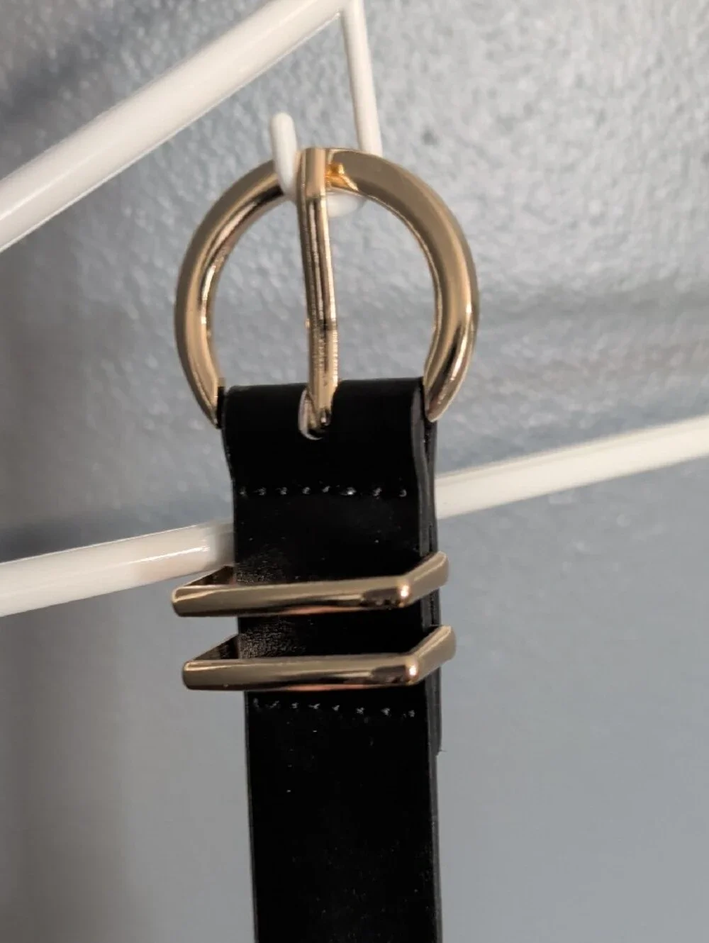 Set Of Two Black and Cream Leather Belts